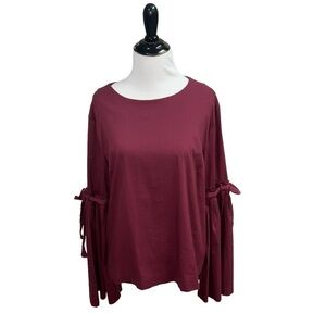 Catherine Malandrino Women's L Large Blouse Pleated Sleeves Button Down Back